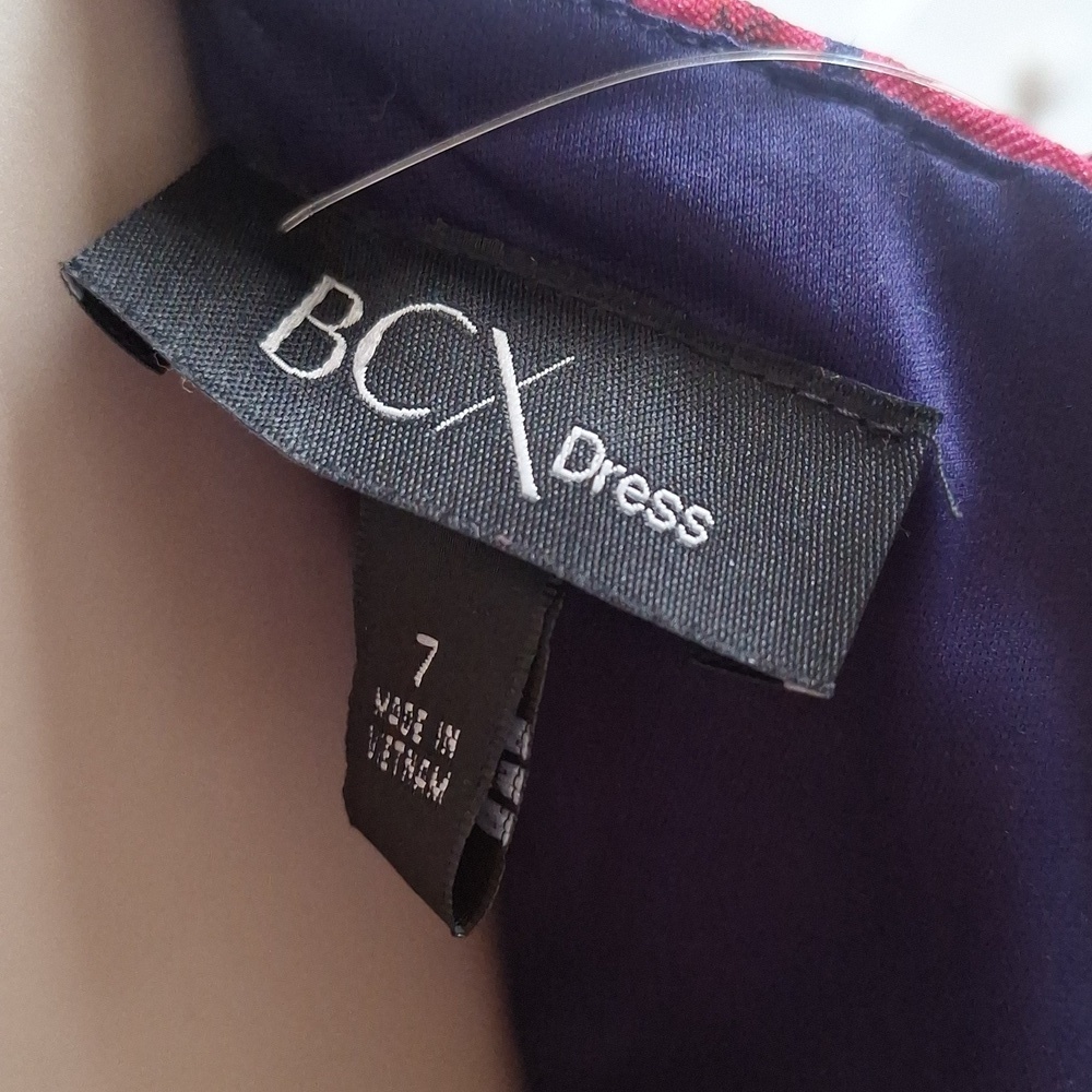 ​BCX NWT Pink Floral Navy Fit Flare Dress Sz 7 Juniors Party Prom Wedding Guest - Picture 5 of 6